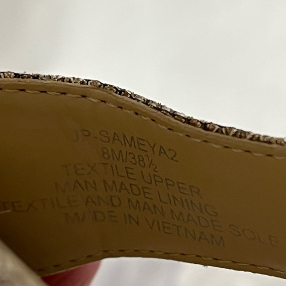 Jessica Simpson Gold Metallic Espadrille Cork Wedge Sandals with Ankle Strap